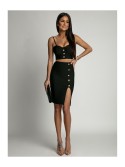  Matching set of a pencil skirt with a short top, black AZR9650